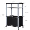 Modern 3-Shelf Kitchen Bakerâ€™s Rack Cart on Wheels in Black Wood Finish