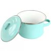 Small 1-Quart Turquoise Enameled Steel Dutch Oven with Lid
