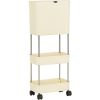 5 Gallon Mobile Elevated Kitchen Trash Can with Lid in Cream with Wheels