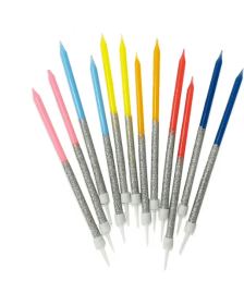 Packed Party People Multi-Color Birthday Candles, 6 Inches, 12 Pieces