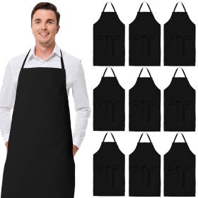 Black Aprons Bulk 12 Pack Commercial Chef Bib Apron for Kitchen and Restaurant Cooking without Pockets Unisex Women and Men Adult