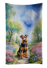 Welsh Terrier Spring Path Kitchen Towel Dish Cloths Guest Hand Towel Decorative Bathroom Towel for Face,Tea, Dishcloth, Kitchen and Bath