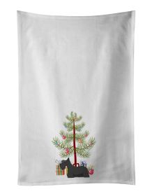 NEW Scottish Terrier Christmas Tree Kitchen Towel Set of 2 White Dish Towels Decorative Bathroom Hand towel for Hand, Face, Hair, Yoga, Tea, Dish