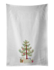 NEW Sealyham Terrier Christmas Tree Kitchen Towel Set of 2 White Dish Towels Decorative Bathroom Hand towel for Hand, Face, Hair, Yoga, Tea, Dish