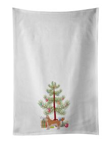 NEW Corgi Husky Mix Christmas Tree Kitchen Towel Set of 2 White Dish Towels Decorative Bathroom Hand towel for Hand, Face, Hair, Yoga, Tea, Dishc