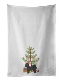 NEW Black Mal-Shi Christmas Tree Kitchen Towel Set of 2 White Dish Towels Decorative Bathroom Hand towel for Hand, Face, Hair, Yoga, Tea, Dishclo