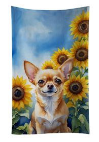 Chihuahua in Sunflowers Kitchen Towel Dish Cloths Guest Hand Towel Decorative Bathroom Towel for Face,Tea, Dishcloth, Kitchen and Bath (Default: Default)
